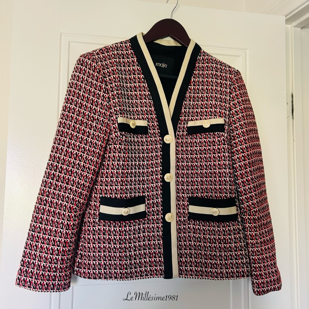 Maje Viroma Tweed Jacket | Rouge |
